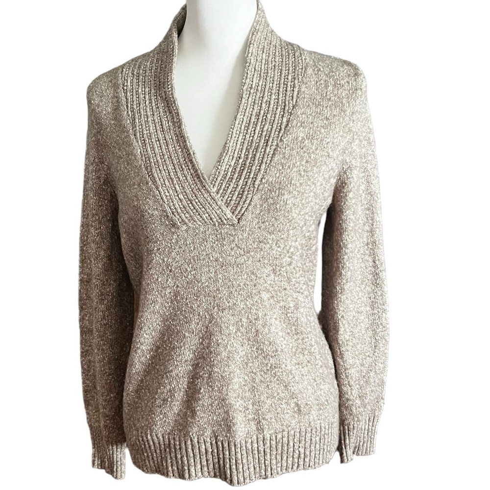 Crofts & Barrow Shawl Collar Speckled Knit Sweater Women's Medium